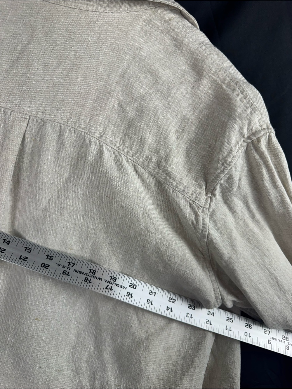 Athleta Retreat Linen Top XL Beige Oatmeal Button Up Long Sleeve Shirt 850931 - Picture 7 of 7